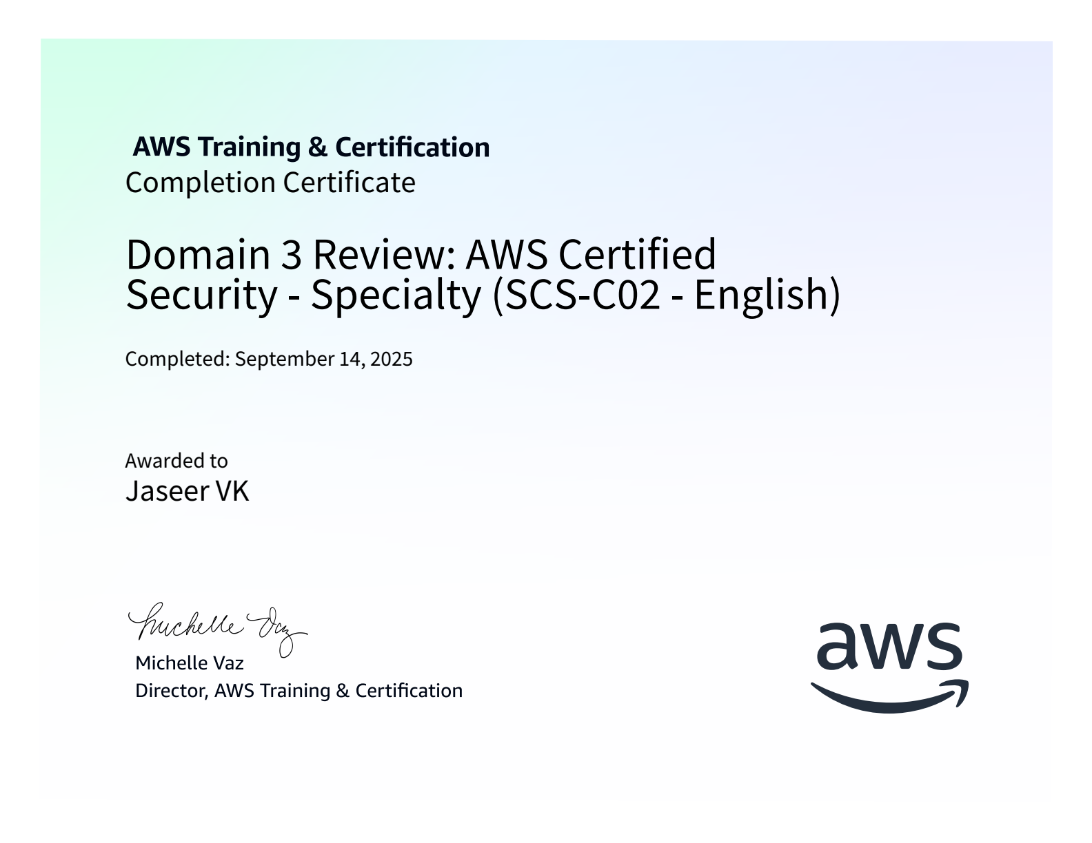AWS Security Specialty Certificate