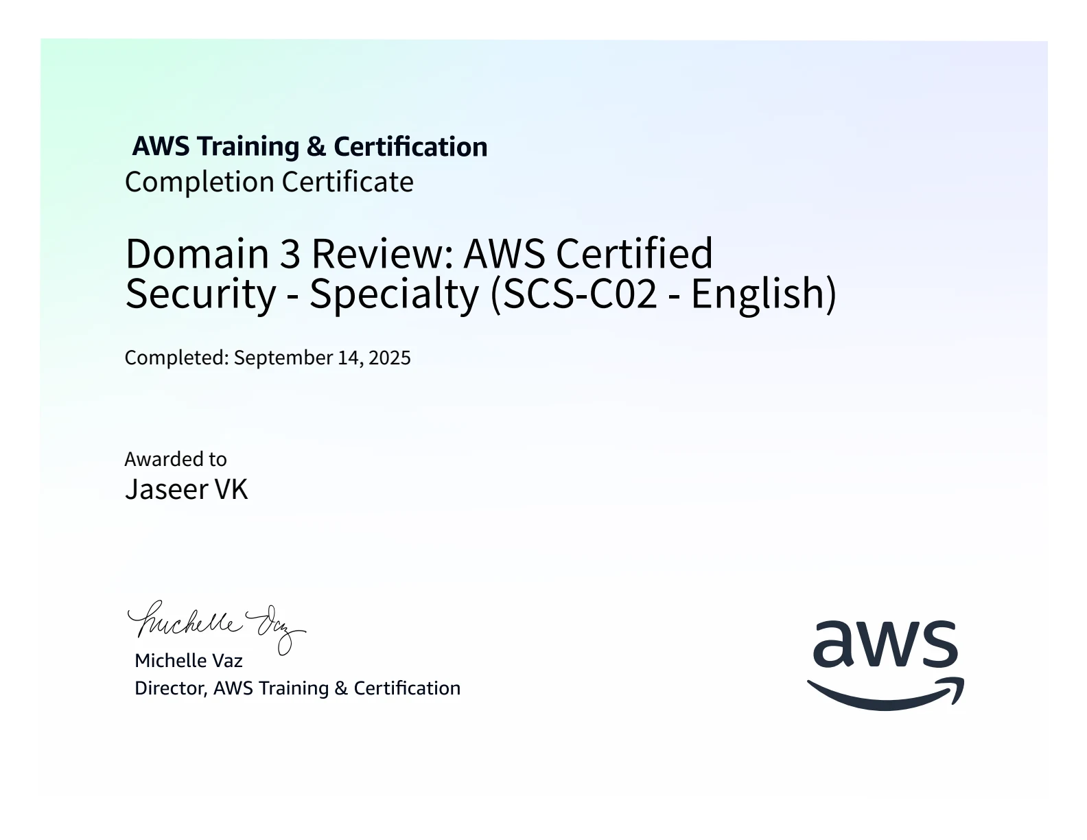 AWS Security Specialty Certificate